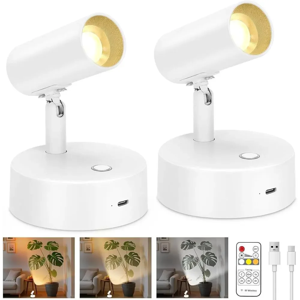 Lightess Spotlights Indoor with Remote, 6000mAh Wireless, 3 Color Temperature